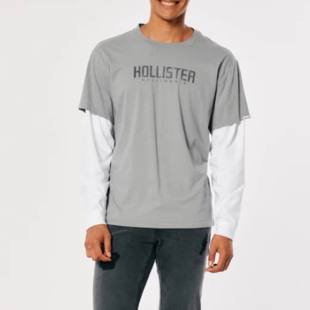NEW Hollister LONG-SLEEVE LOGO GRAPHIC TEE Size:XLarge